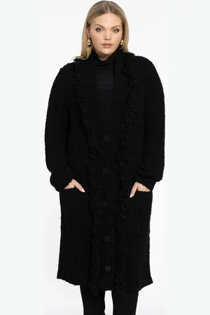 Yoek Vest teddy fringing | Zwart | Maat 38/40
