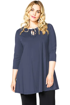Yoek Tunic wide bot frill COCO | Blauw | Maat 38/40