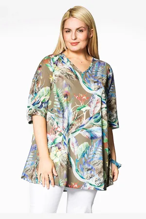 Yoek Blouse A-line BOTANIC | Groen | Maat S