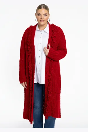 Yoek Vest teddy fringing | Rood | Maat 38/40