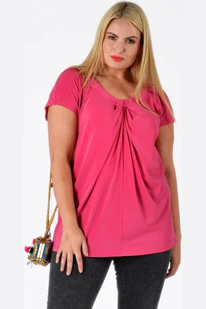 Yoek Shirt wide drape neck | Roze | Maat S