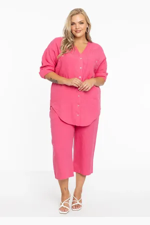 Yoek Driekwart broek taillekoord | Roze | Maat 38/40