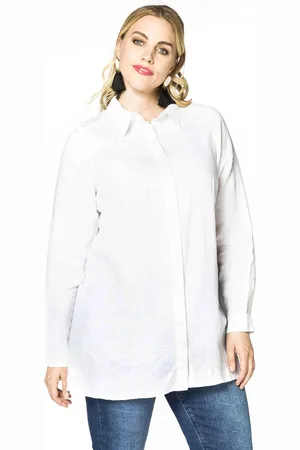 Yoek Overhemdblouse linnen | Wit | Maat 38/40
