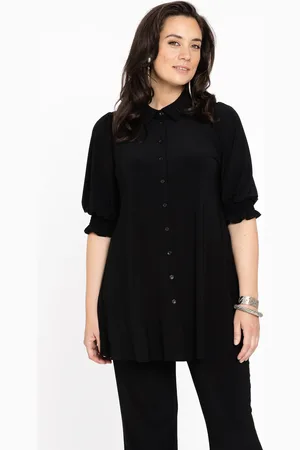 Yoek Blouse met pofmouwen | Zwart | Maat 38/40