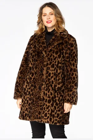 Yoek Mantel fur BROWN | Bruin | Maat 42