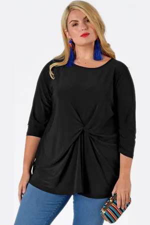 Yoek Shirt met knoop | Zwart | Maat S