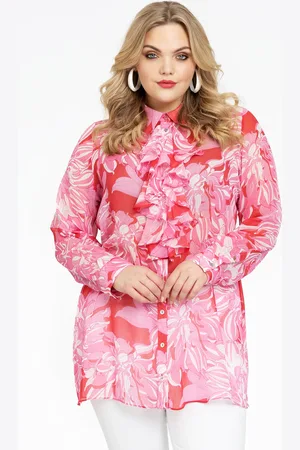 Yoek Blouse met ruches FLORIDA | Rood | Maat 38/40