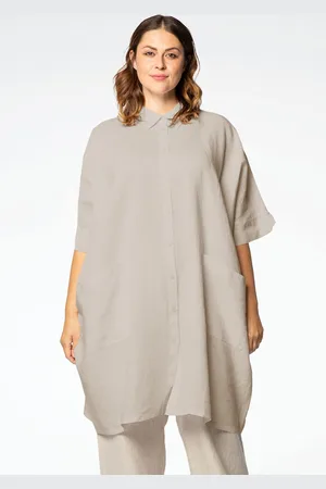 Yoek Wijde Linnen Blouse | Bruin | Maat 38/40