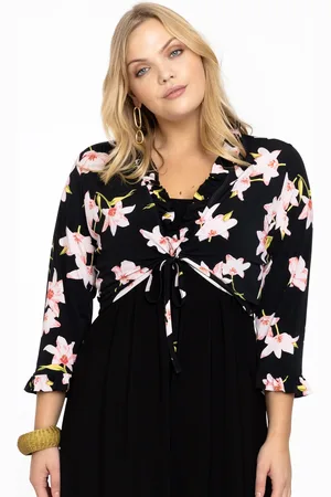 Yoek Bolero ruches HIBISCUS | Zwart | Maat 38/40
