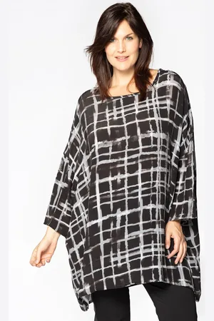 Yoek Korte blouse PAINTBRUSH | Zwart | Maat 38/40