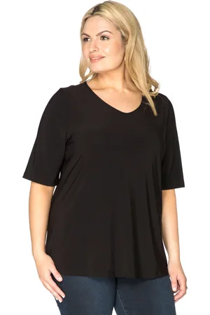 Yoek T-shirt v-hals relax fit | Zwart | Maat 38/40
