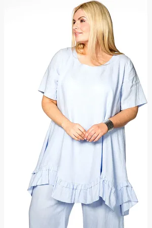Yoek Blouse met ruches | Blauw | Maat S