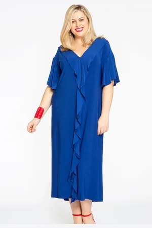 Yoek Jurk met volants | Indigo | Maat 38/40