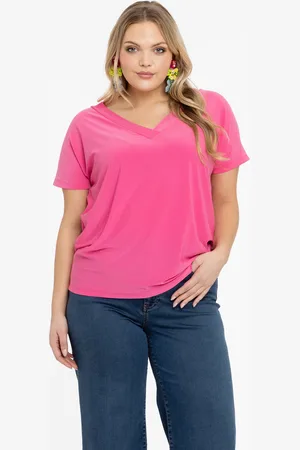 Yoek T-shirt v-hals | Roze | Maat 38/40