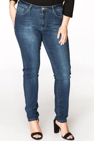 Yoek Jeans met contrasterend stiksel | Indigo | Maat 42