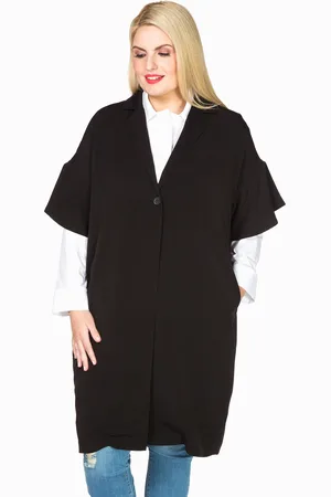 Yoek Jacket frill sleeve | Zwart | Maat 38