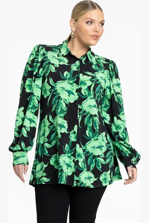 Yoek Blouse met pofmouwen FLORENCE | Zwart | Maat 38/40