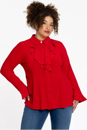 Yoek Blouse volant | Rood | Maat 38/40
