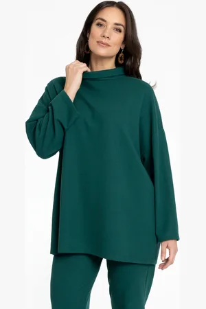 Yoek Wijde trui | Dark Green | Maat 38/40