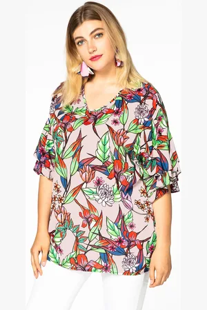 Yoek Blouse volantmouwen | Roze | Maat 38/40