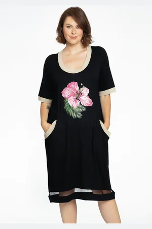 Yoek Jurk met korte mouwen FLOR | Zwart | Maat 38/40