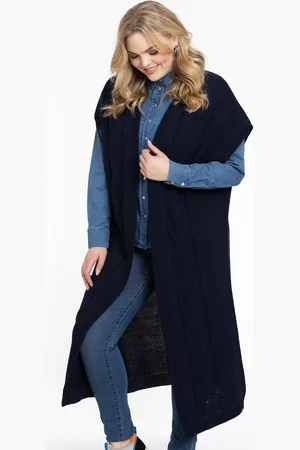 Yoek Mouwloos vest CABLE | Blauw | Maat 38/40