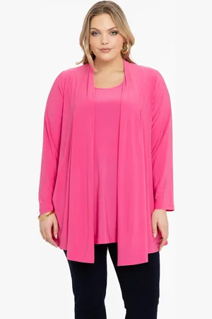 Yoek Cardigan met plooien | Roze | Maat 38/40