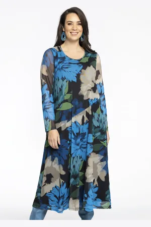 Yoek Jurk met ronde hals | Blauw | Maat 38/40