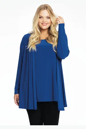 Yoek Cardigan met plooien | Indigo | Maat 38/40
