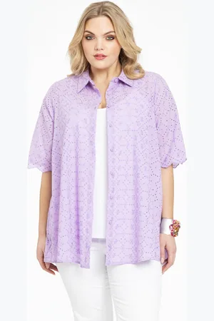 Yoek Blouse A-lijn broderie anglaise | Licht Paars | Maat 38/40