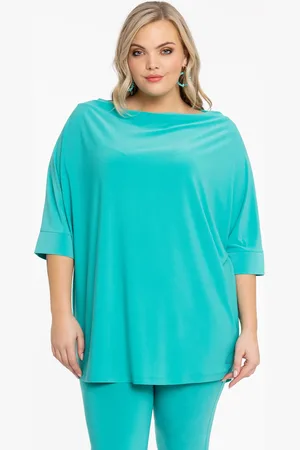 Yoek Shirt kimono mouw | Turquoise | Maat 38/40