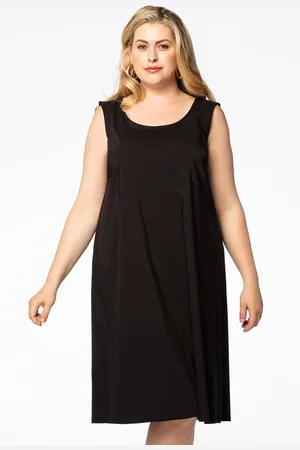 Yoek Jurk A-line STRETCH | Zwart | Maat 38/40