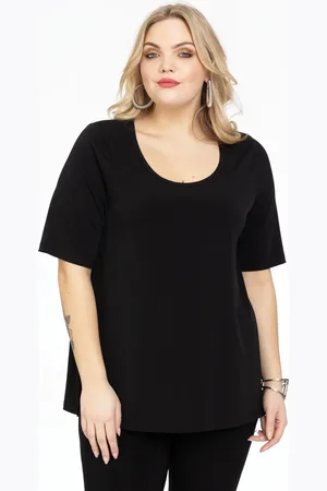 Yoek T-shirt A-lijn | Zwart | Maat 38/40