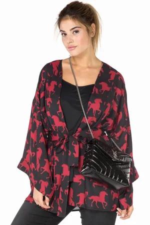 Yoek Kimono HORSES | Zwart | Maat 38