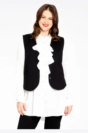 Yoek Blouse met ruches | Wit | Maat 38/40
