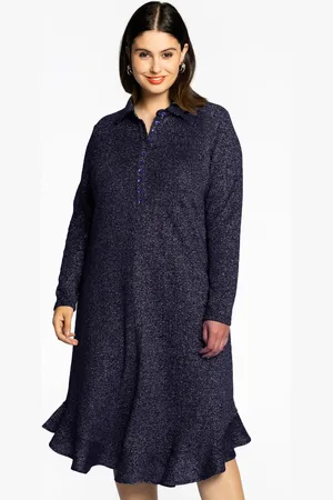 Yoek Jurk polo-kraag LUREX | Paars | Maat 38/40