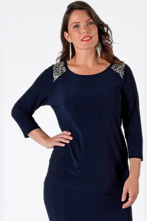 Yoek Shirt relax met stenen | Blauw | Maat S