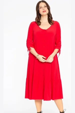 Yoek Jurk met volants | Rood | Maat 38/40