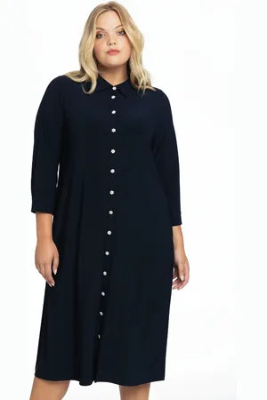 Yoek Blouse midi strassknoopjes | Blauw | Maat 38/40
