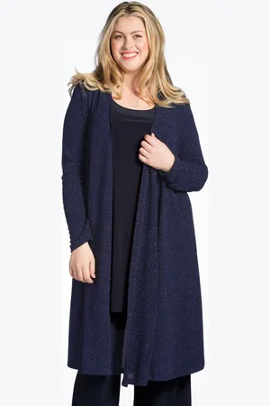 Yoek Cardigan LUREX pleated | Blauw | Maat 38/40