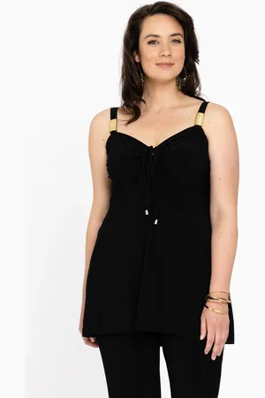 Yoek Top met bandjes | Zwart | Maat 38/40