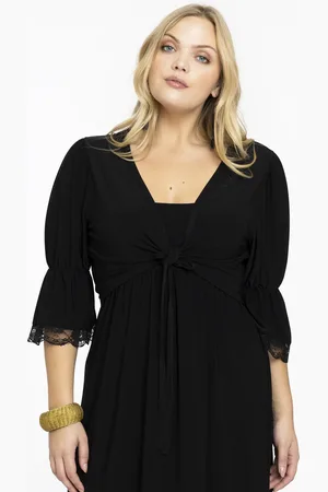 Yoek Bolero met pofmouw | Zwart | Maat 38/40