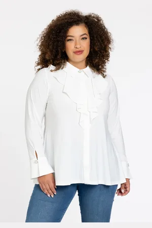 Yoek Blouse volant | Beige | Maat 38/40