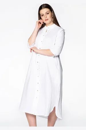 Yoek Blouse long ruffled | Wit | Maat 38/40