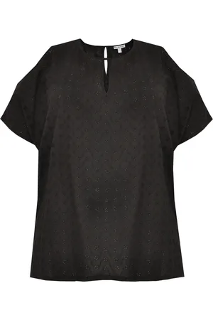 Yoek Shirt broderie | Zwart | Maat 38/40