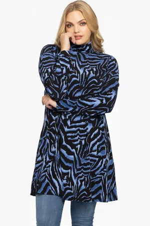 Yoek Tuniek wide bottom turtleneck KAMEO | Blauw | Maat 38/40