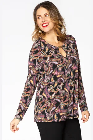 Yoek Shirt relax PAISLEY | Zwart | Maat 38/40