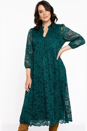 Yoek Jurk met pofmouwen | Dark Green | Maat 38/40