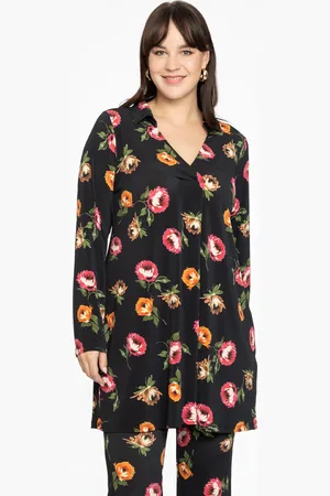 Yoek Shirt met plooi DAHLIA | Zwart | Maat 38/40