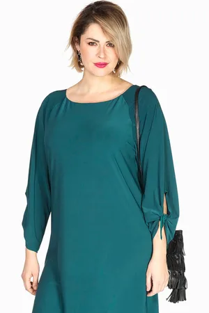 Yoek Dress knot sleeves | Groen | Maat 38